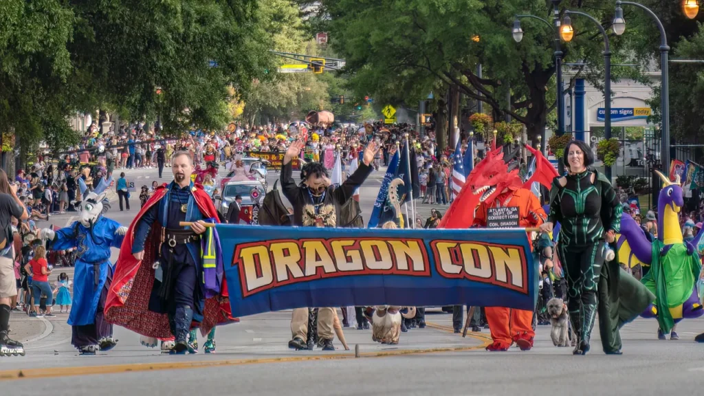 glada cosplayare på dragon con