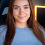 Pokimane (Imane Anys): The Twitch Queen Who Revolutionized Worldwide Streaming. Professional portrait of a young Middle Eastern-Canadian woman with long brown hair and warm brown e